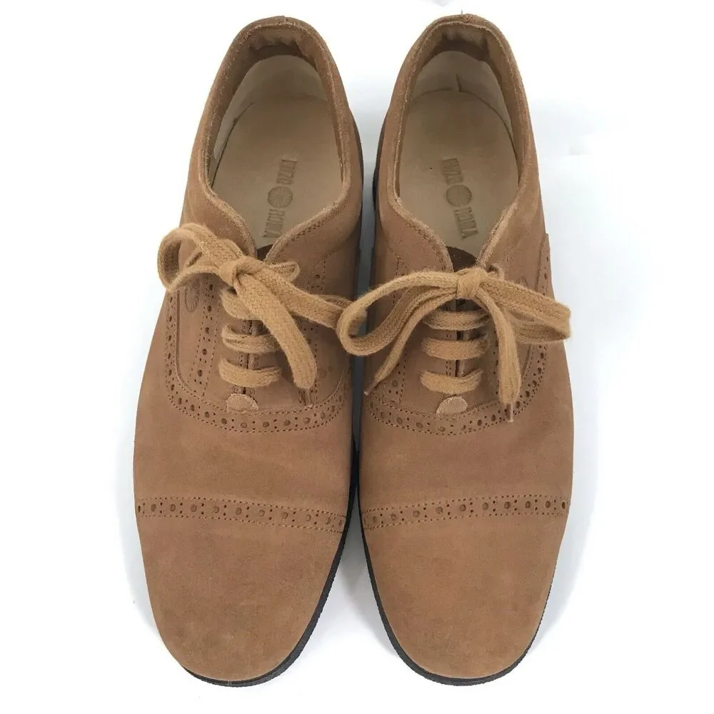Vintage Enzo of Roma Suede Leather Oxfords Lace Up Laser Cut Mens EU‎ 43 US 9.5